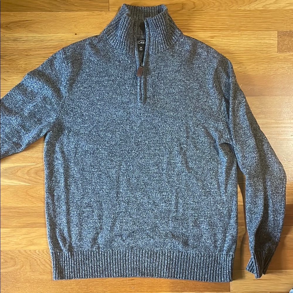 J. Crew Gray Quarter Zip Sweater with Ribbed Accents